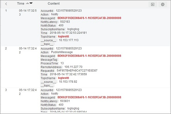 View the tracing of a message in a topic