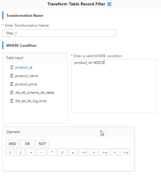 Transform Table Record Filter