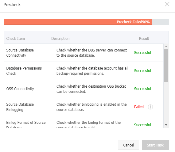 PolarDB MySQL未开通binlog预检查失败