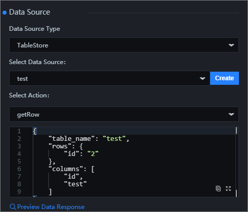 Query data by using getRow