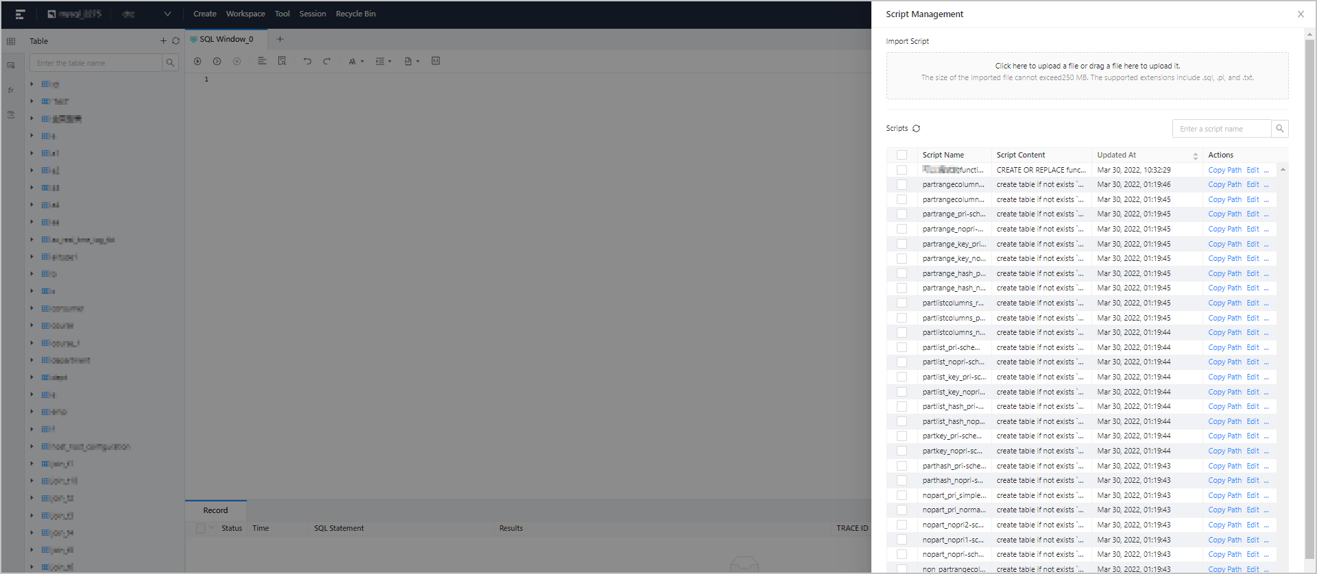 Stored Scripts  / / /> Script Management