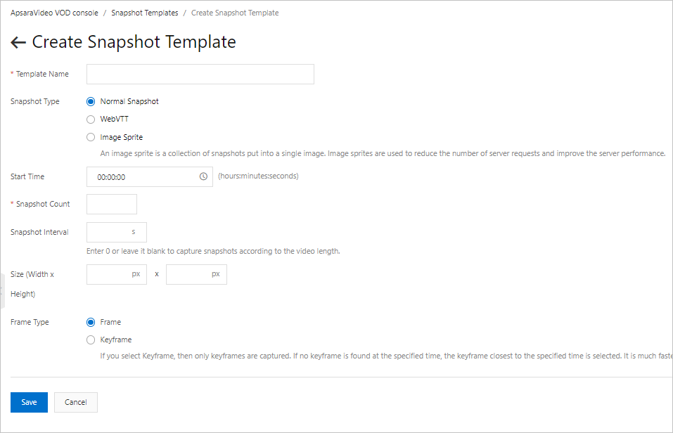 Create a snapshot template