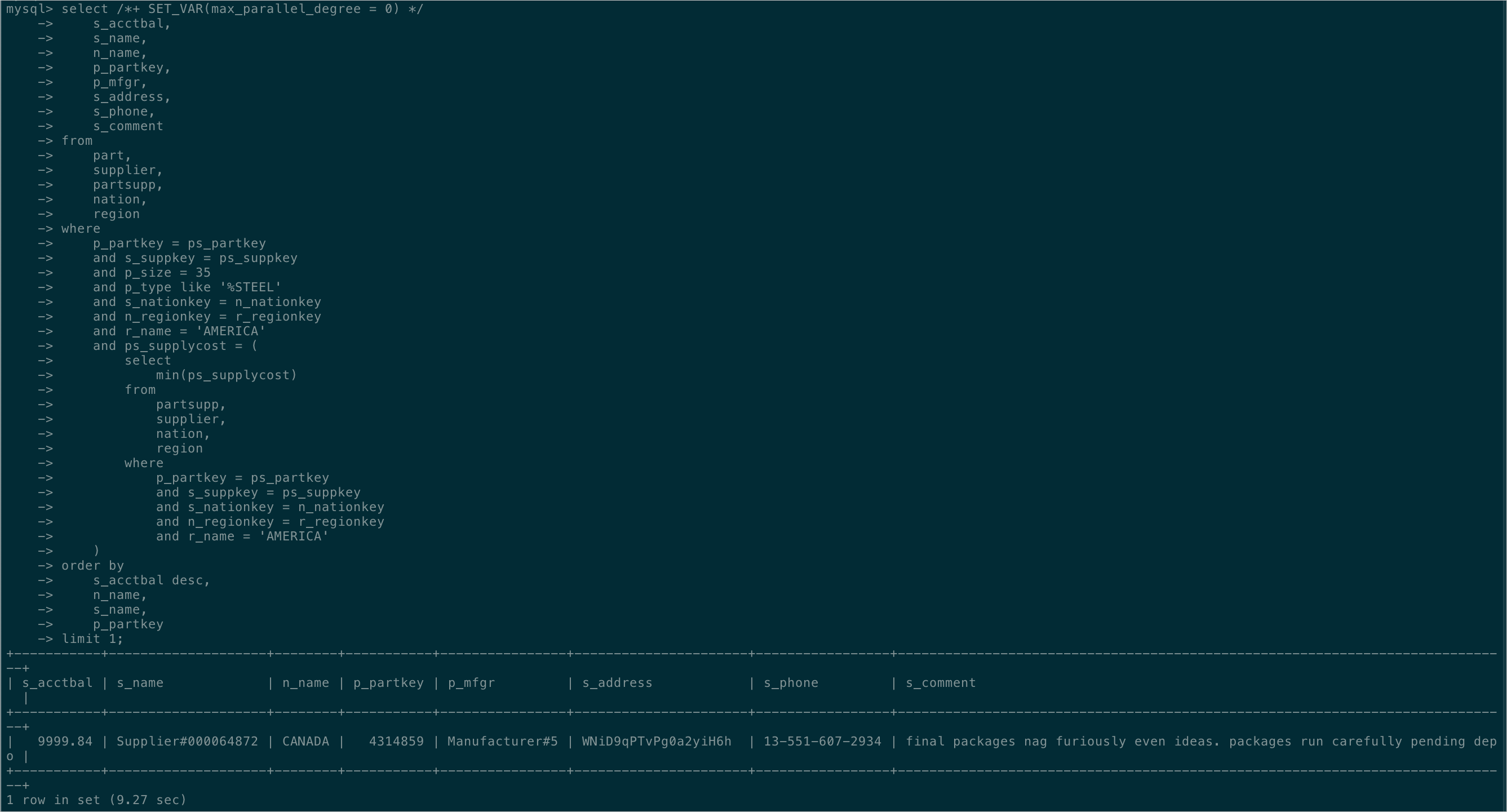 Support for subqueries (before the parallel query feature is enabled)