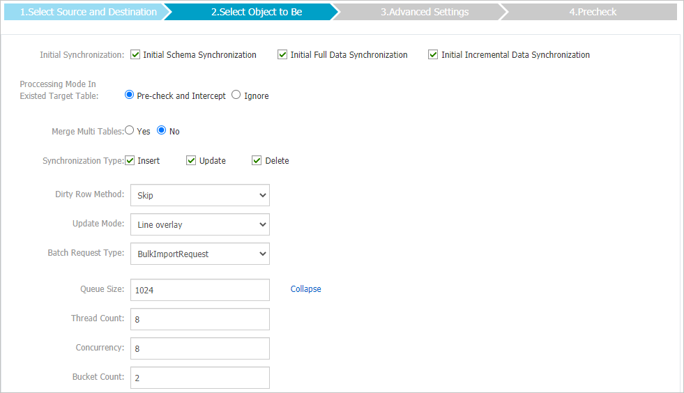 Configure the synchronization policy