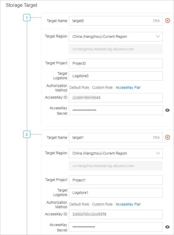 Default storage target