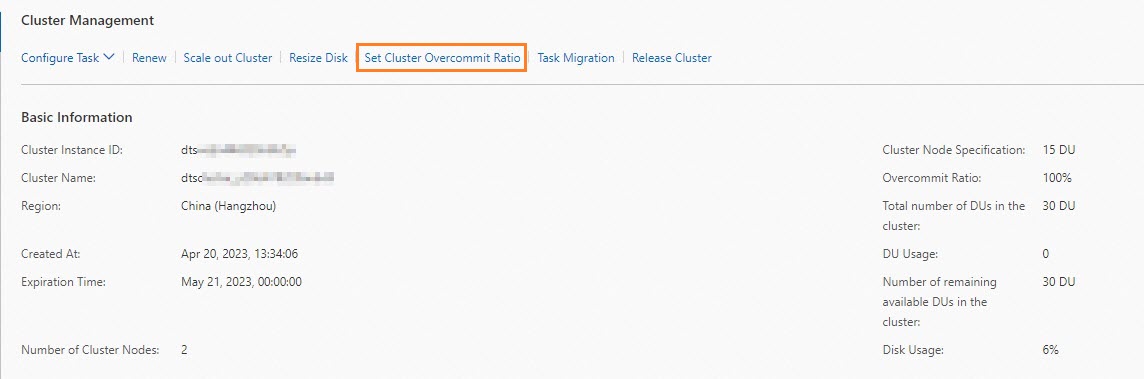 Set Cluster Overcommit Ratio