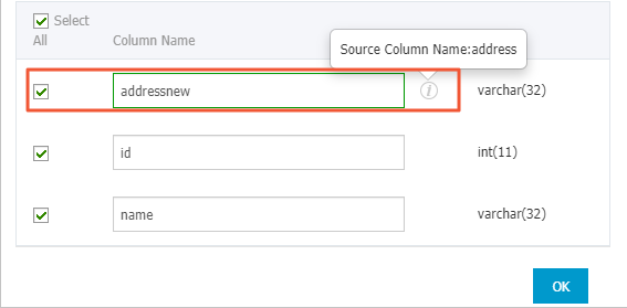 Specify column names