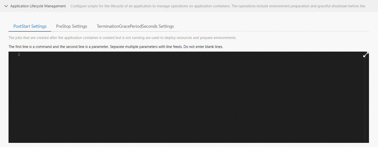 Sample PostStart configuration