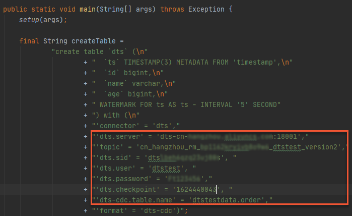 Parameters for Table API & SQL