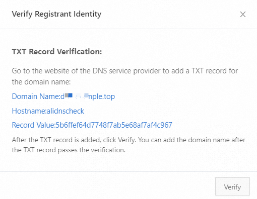 Verify the identity of the domain name registrant