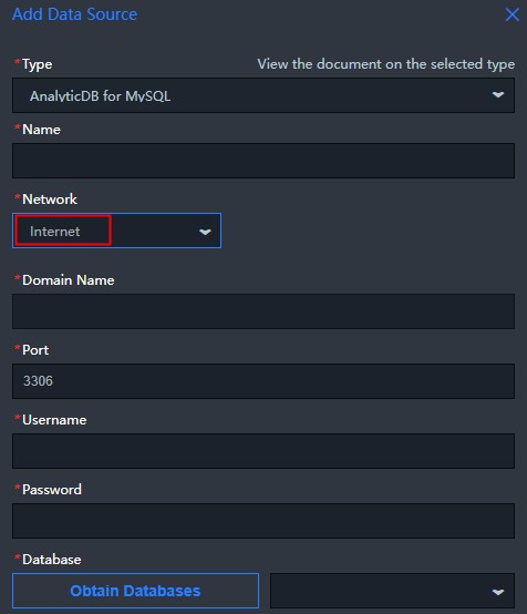 External data source panel