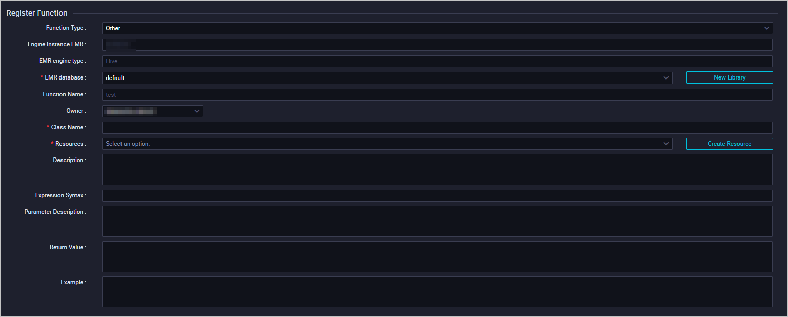 Function information section