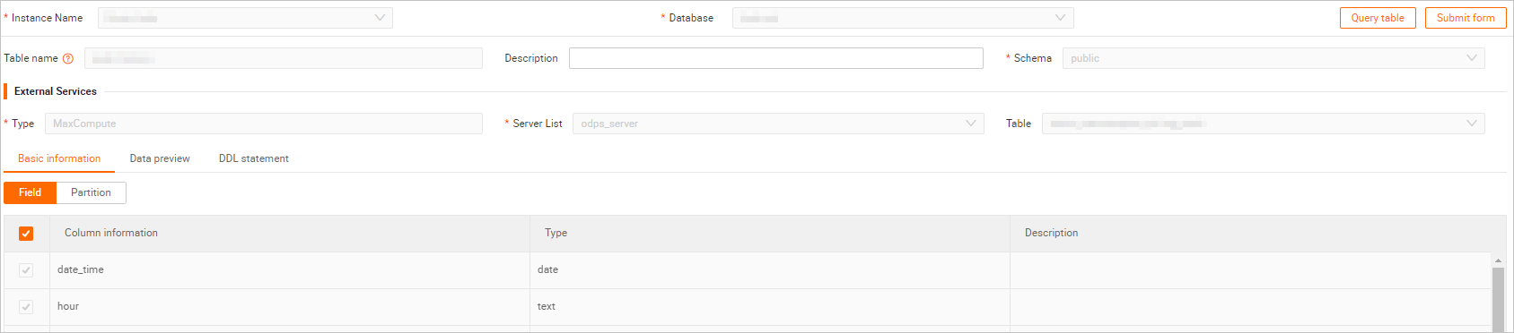 Edit a foreign table