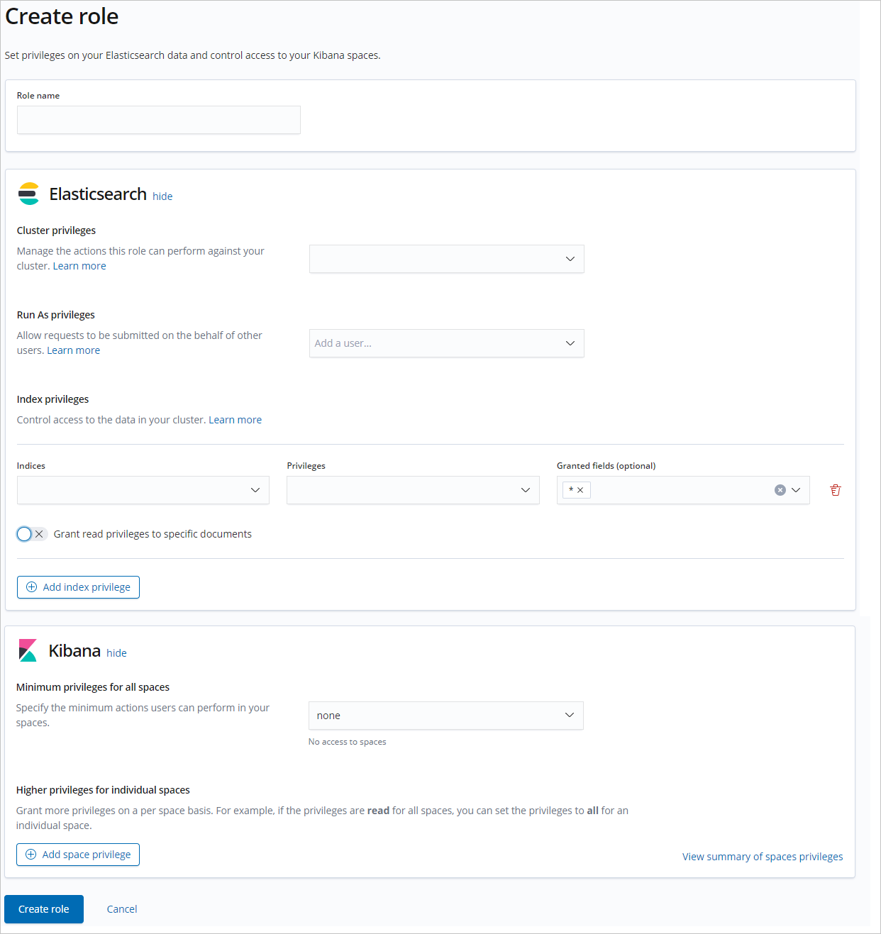 Enter role information