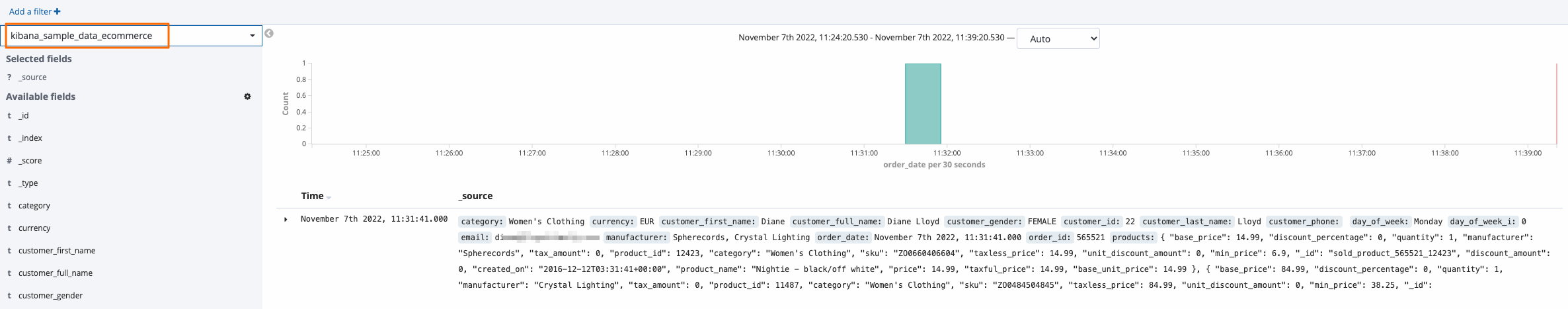 View index data on the Discover page