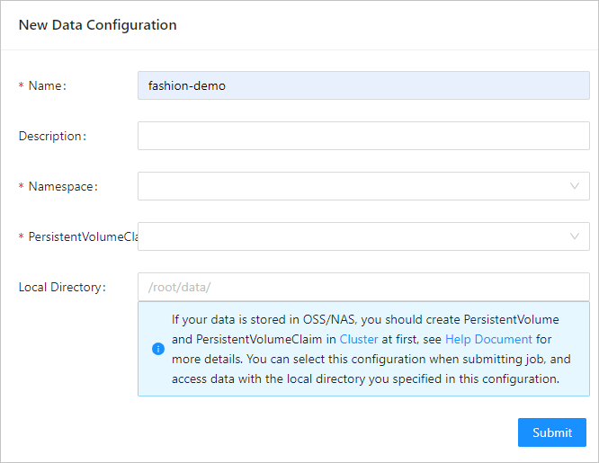 Configure a dataset