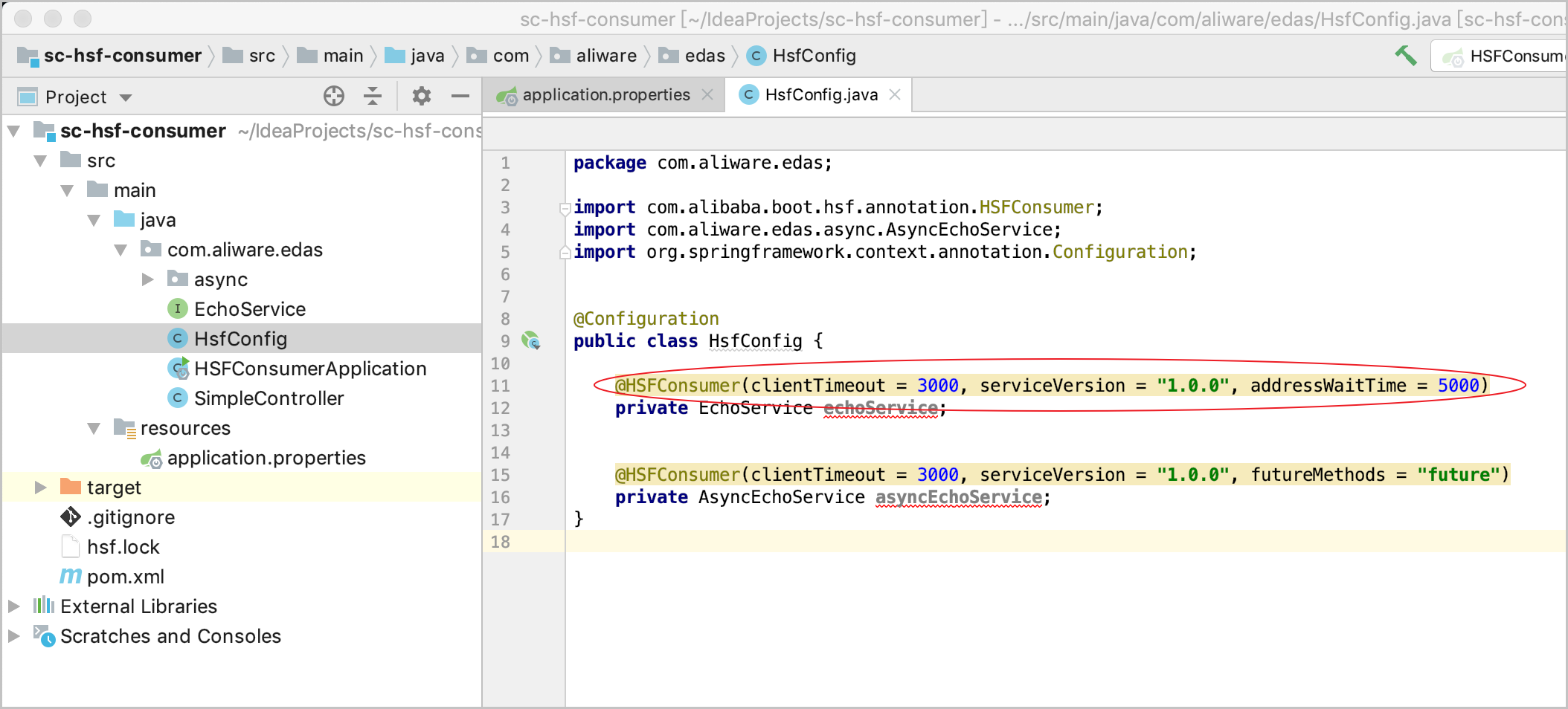 在应用程序中对某个服务消费者接口单独设置等待地址推送时间