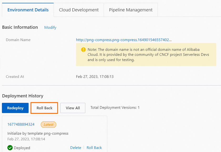 env-rollback