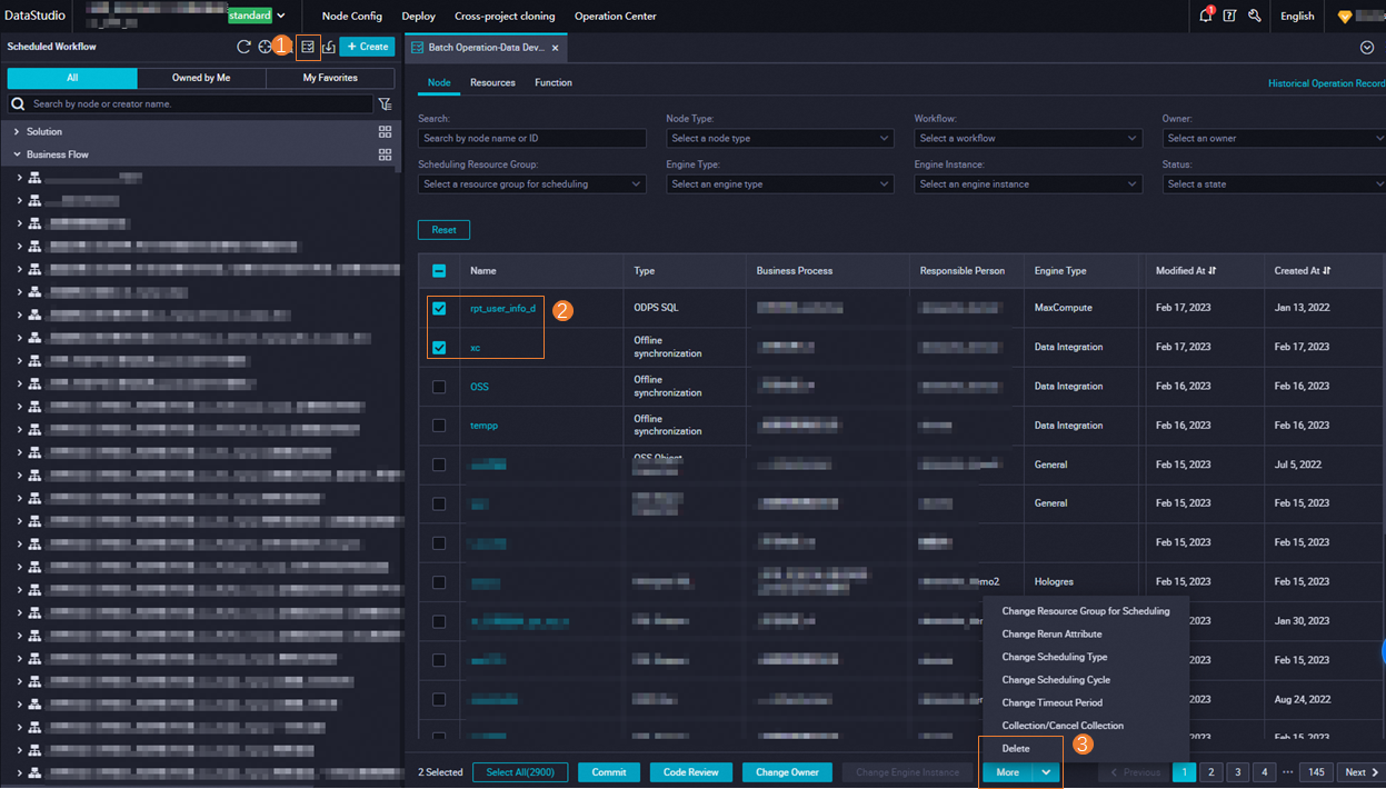 Delete multiple nodes at a time