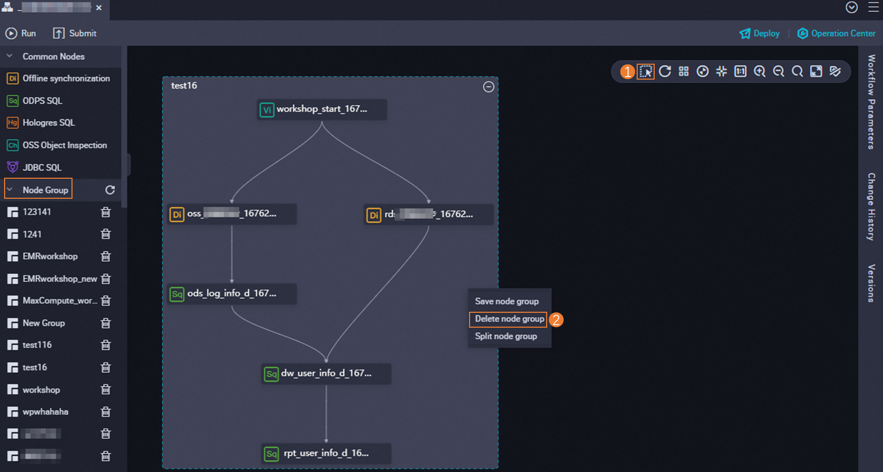 Delete a node group