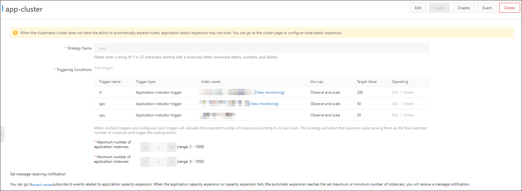 Default auto scaling policy