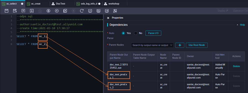 Sample node configuration