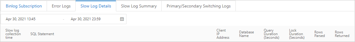 Slow Log Details