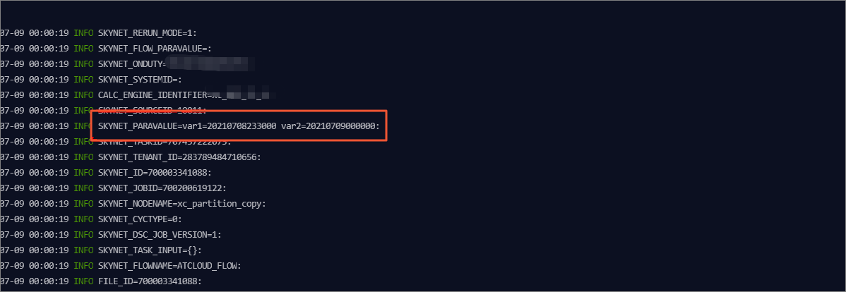 Check whether the values of scheduling parameters of an instance are valid by viewing logs