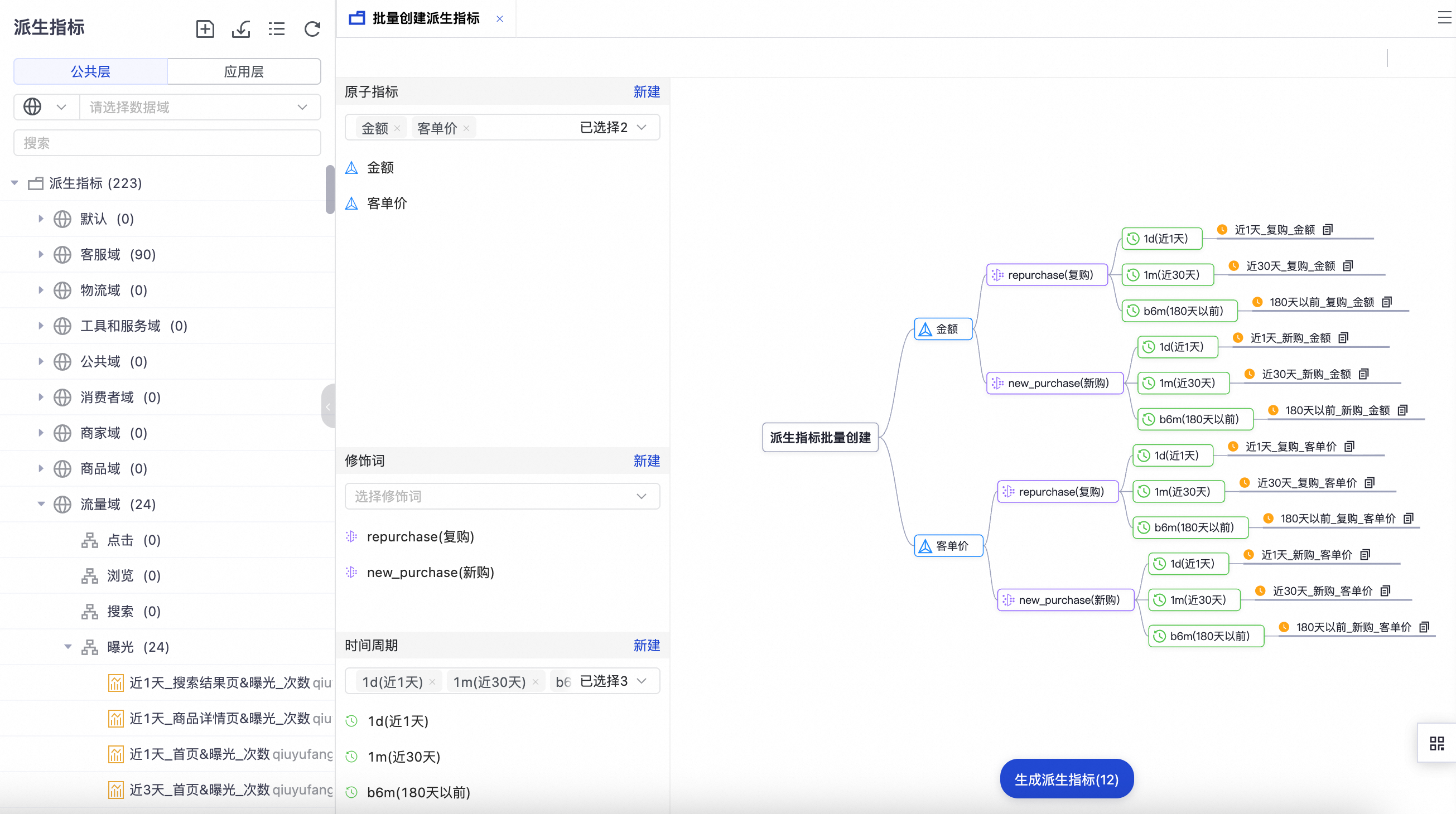 批量生成派生指标