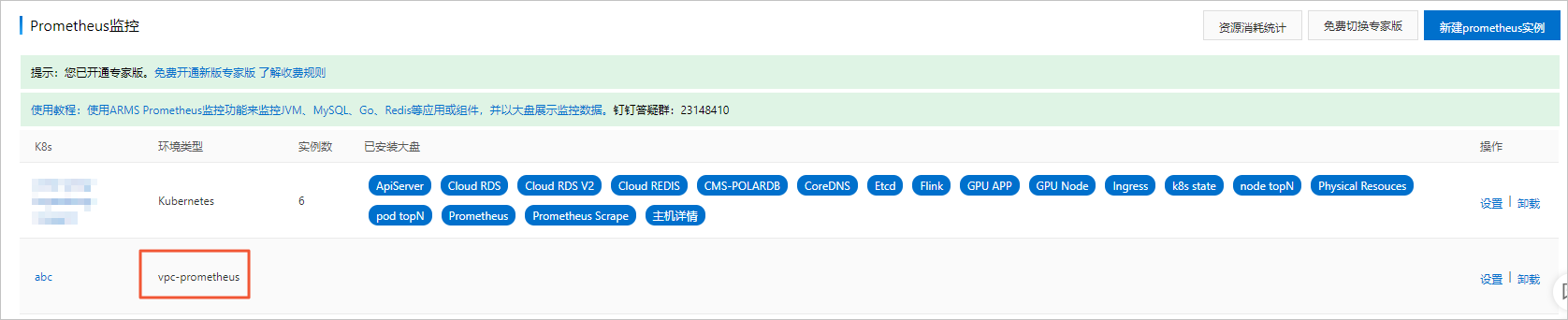 VPC集群大盘