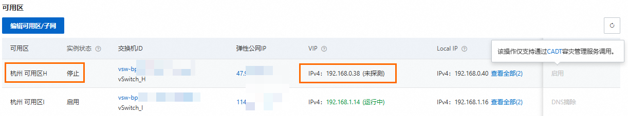 容灾计划切换-H故障-停止
