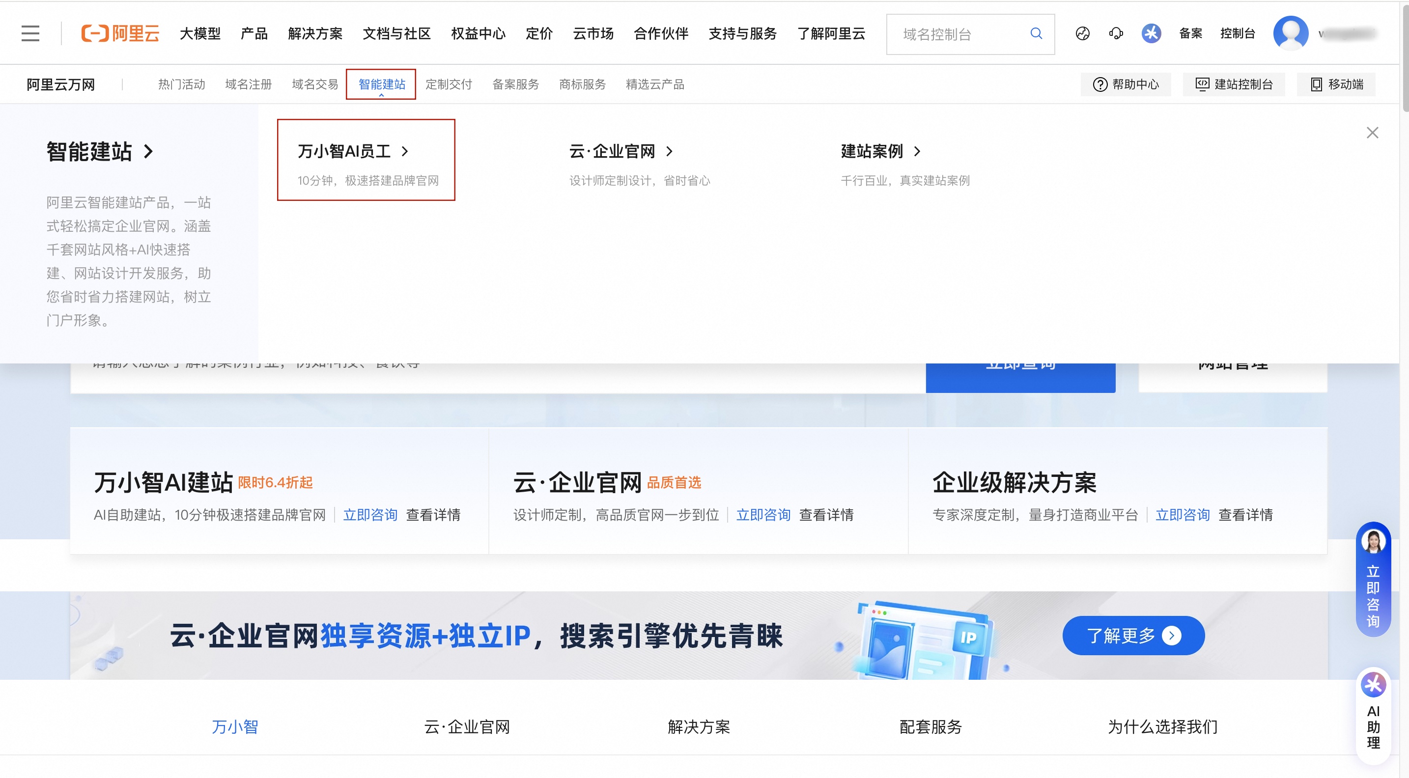 购买万小智AI建站