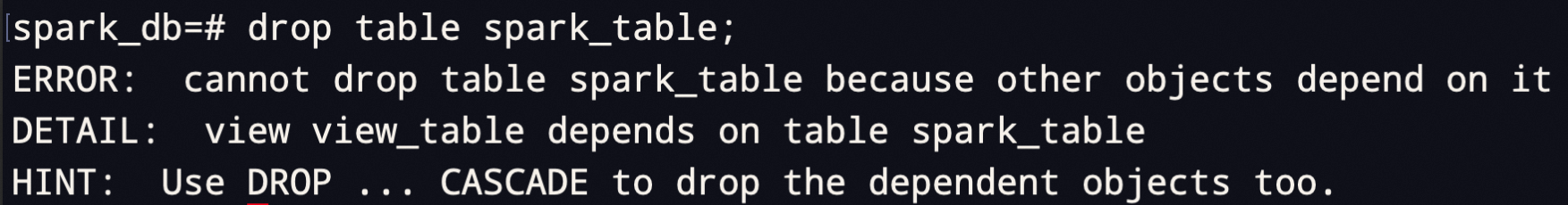 drop table报错