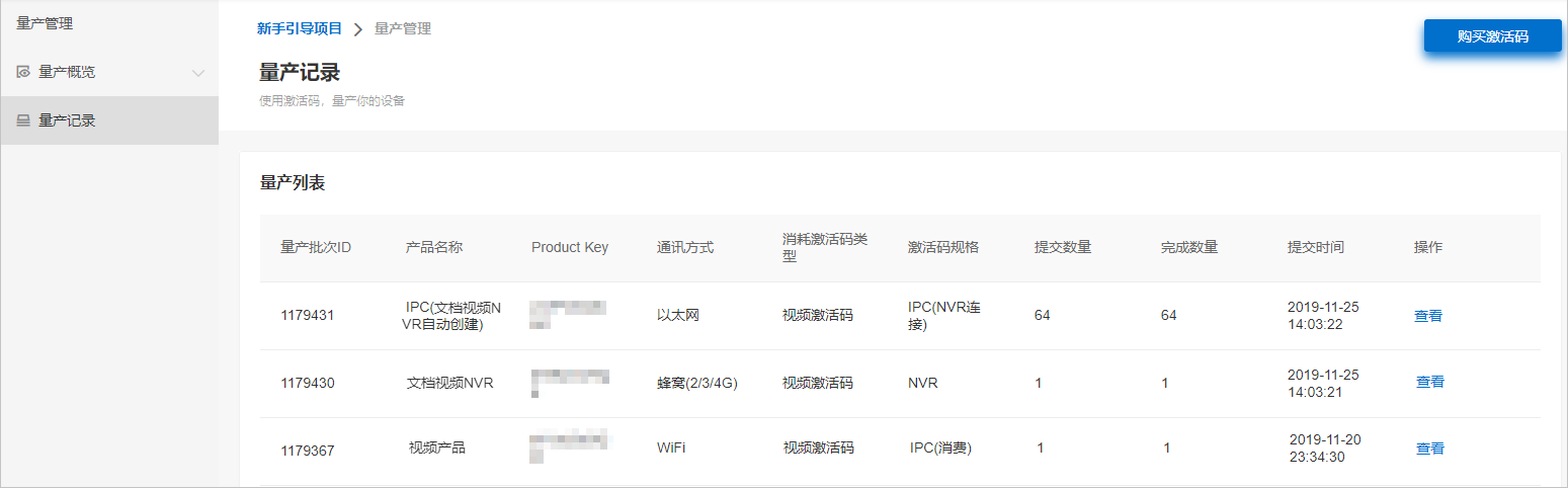 量产记录