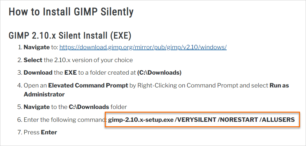 示例_GIMP_静默安装参数