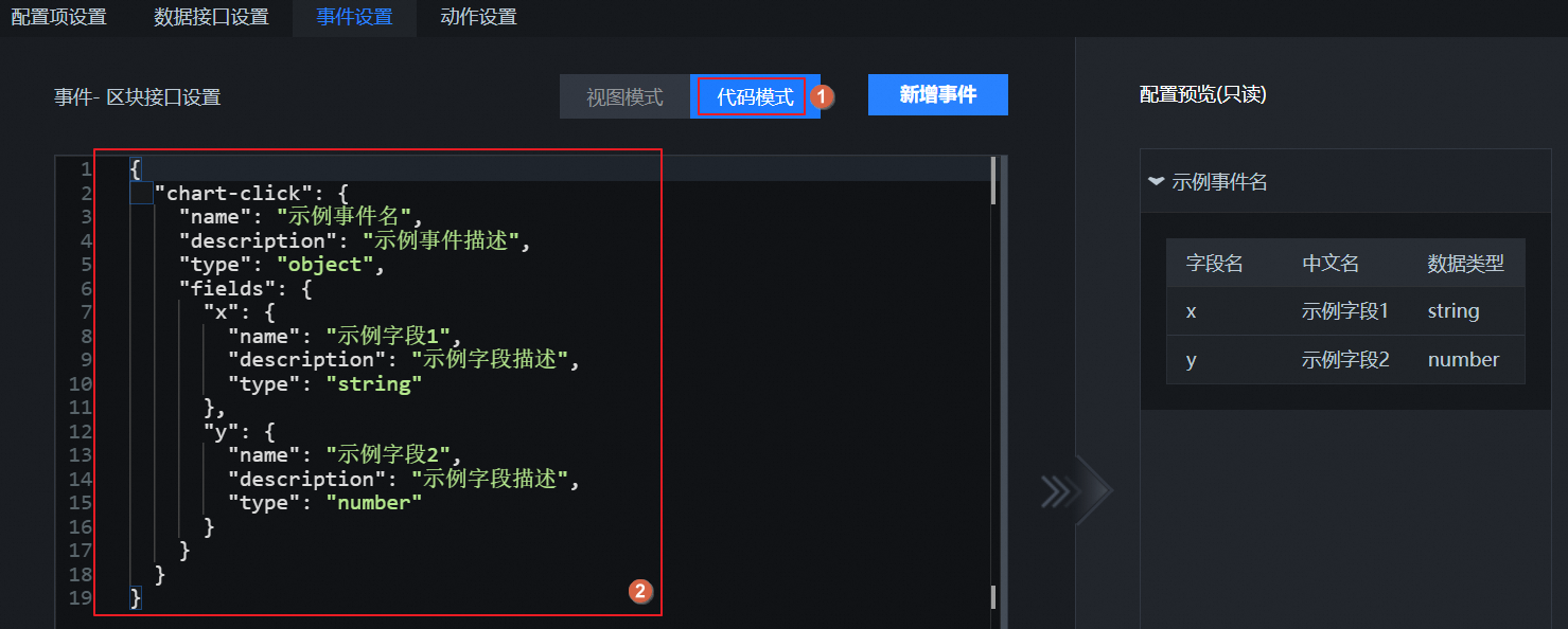 代码模式下事件示例样式