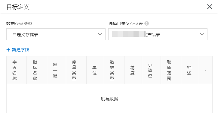 配置目标定义面板