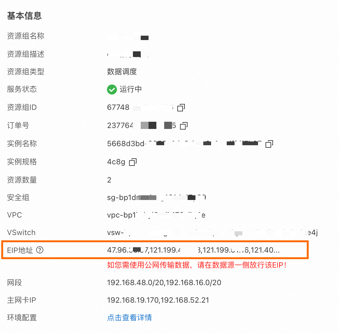 查看独享资源组EIP