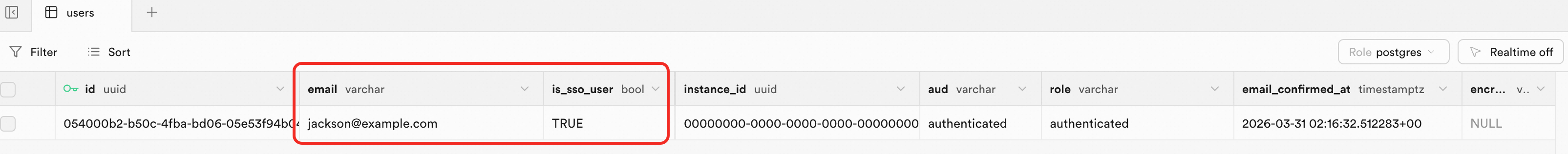 auth.users表中的SSO用户记录