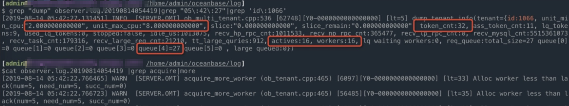 Check the number of threads