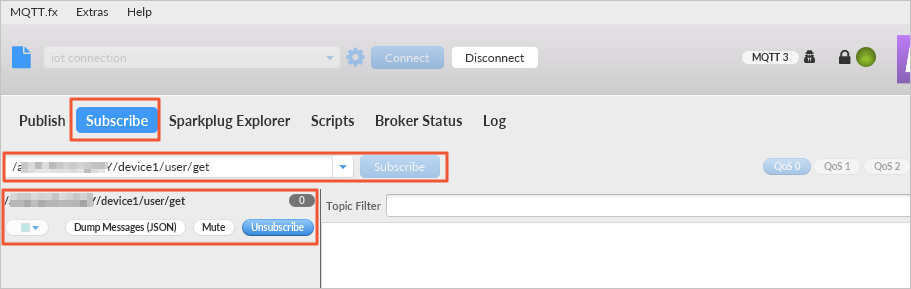 自訂Topic顯示在mqtt.fx訂閱列表中