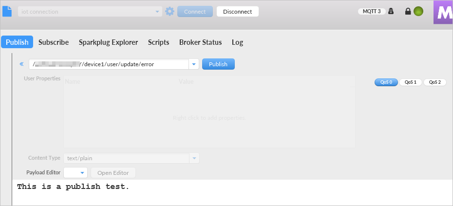 在mqtt.fx發布訊息