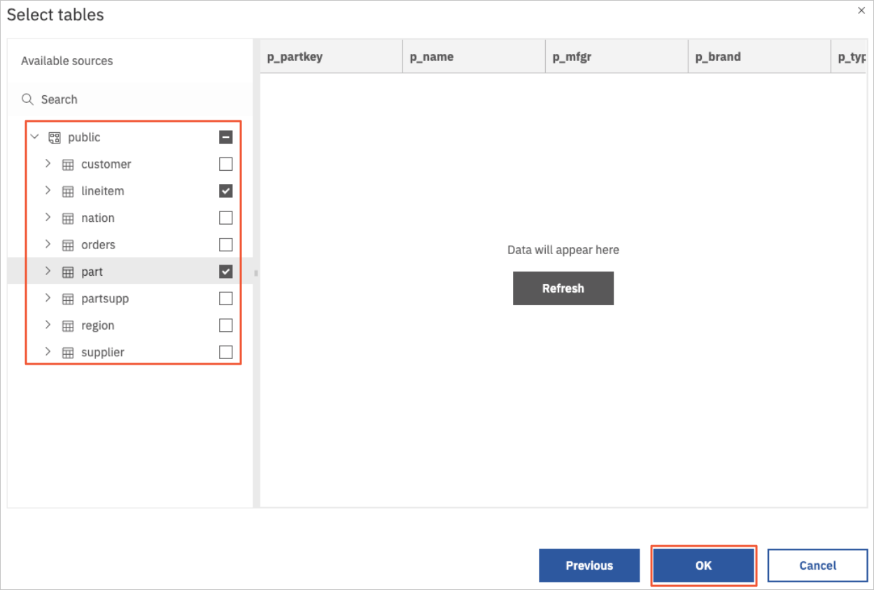 select tables