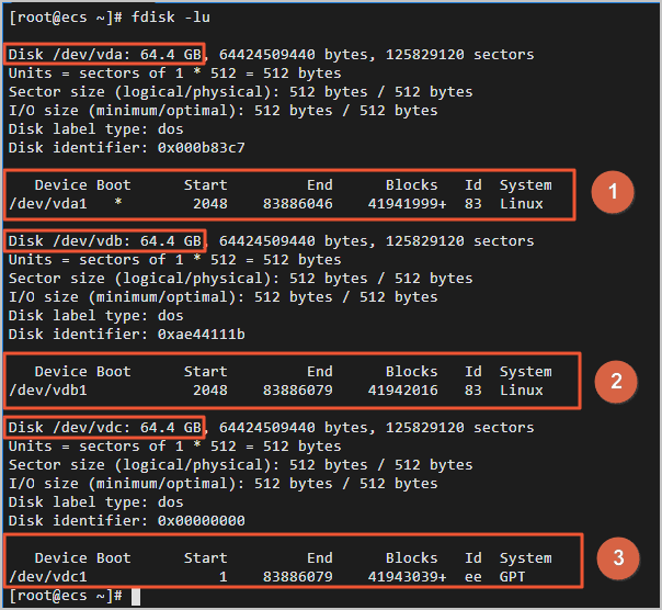 查看雲端硬碟分區情況