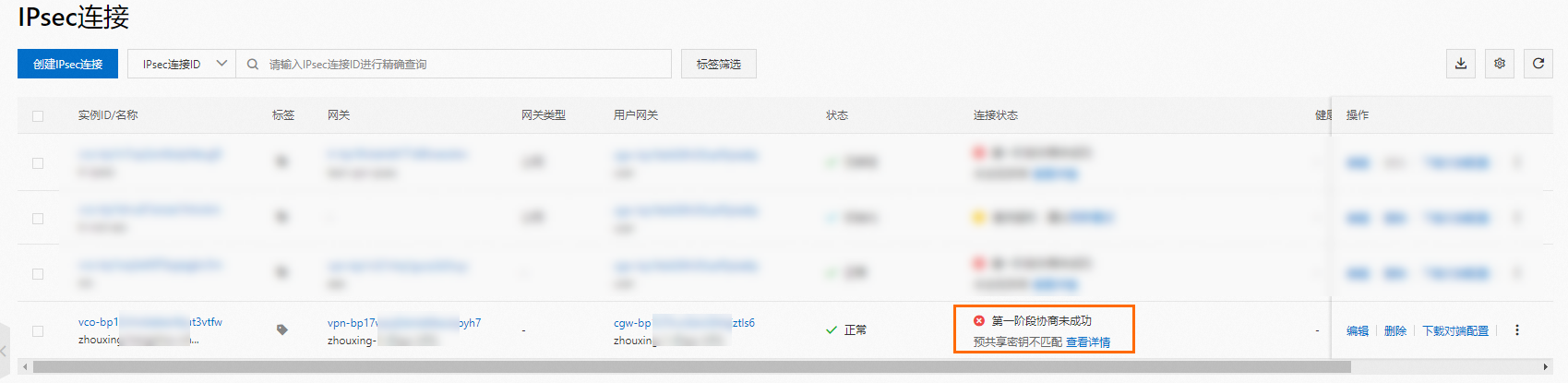 發起診斷-樣本1-IPsec串連錯誤碼