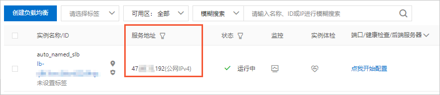 Server Load Balancer執行個體
