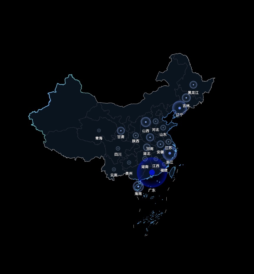 資料大屏氣泡地圖效果圖