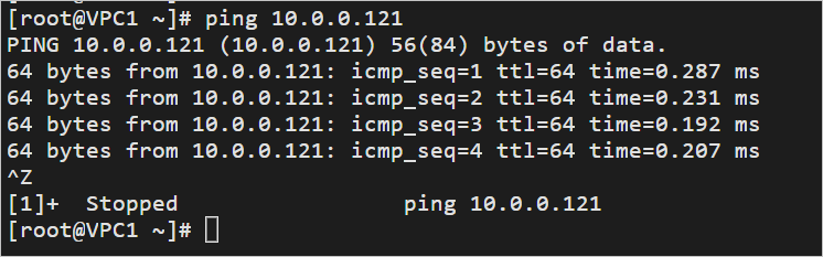 VPC1 ping VPC2