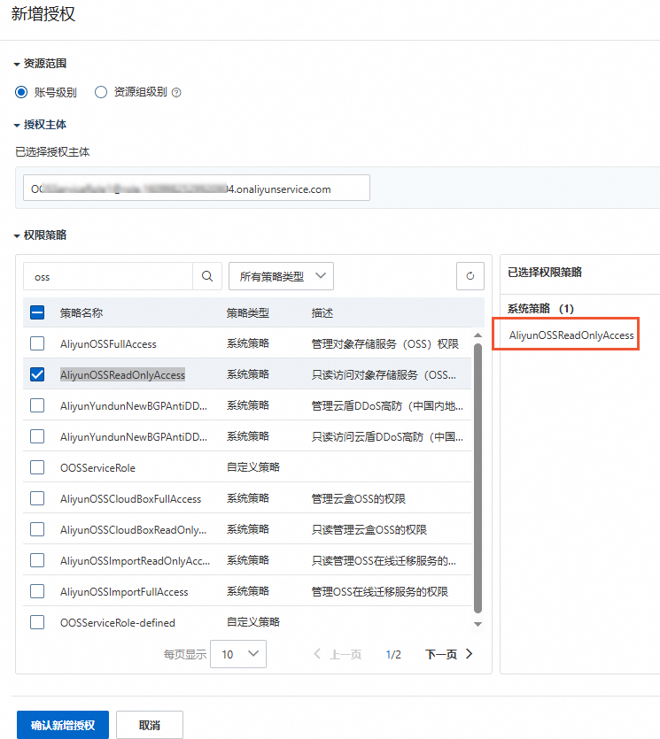 新增許可權